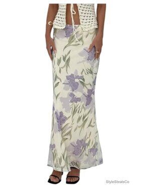 Boho Floral Bodycon Maxi Skirt Low Waist Fishtail Long Skirt